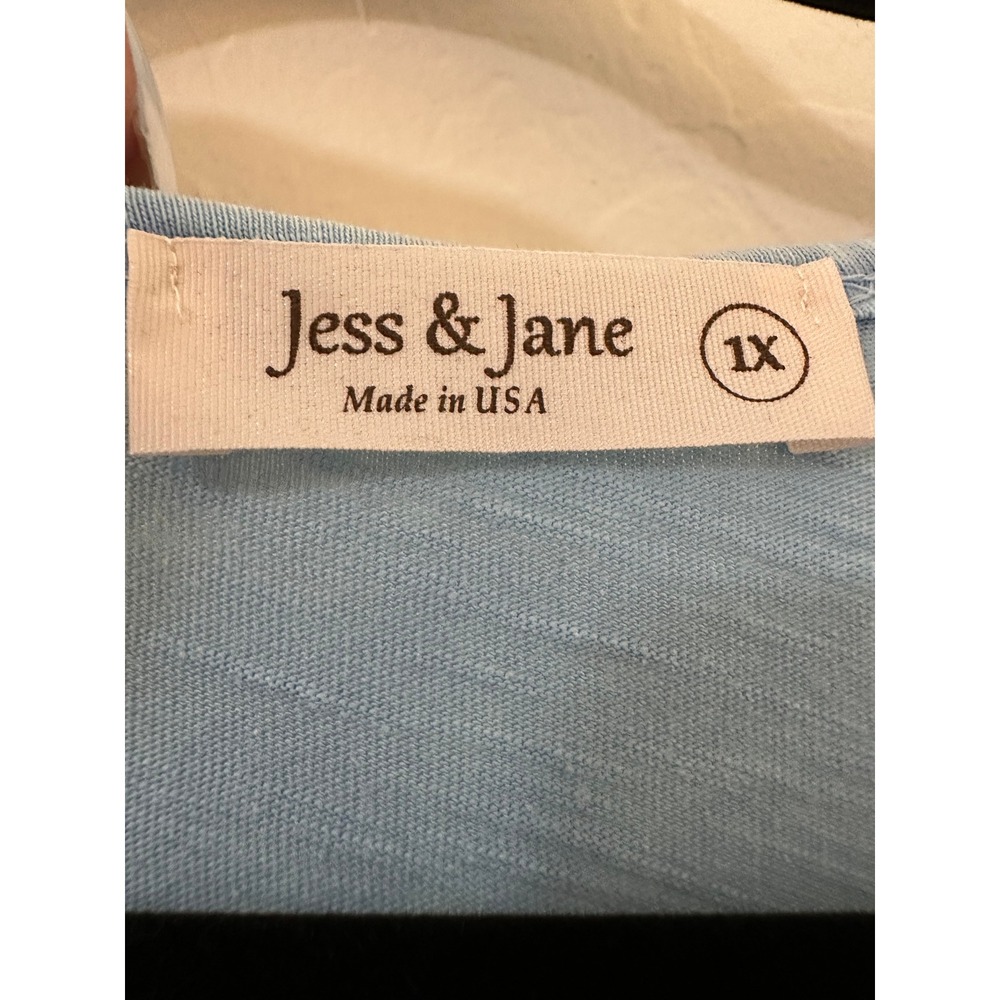 Jess & Jane Women Blue Dog Beach Tunic Top 1X 3/4 Sleeve Pockets Vacay Beachy - Picture 3 of 12
